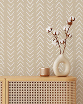 Classic Beige Herringbone Wallpaper